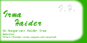 irma haider business card